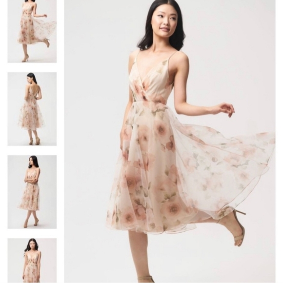 Jenny Yoo Dresses & Skirts - Jenny Yoo Sabrina Tea Length Floral Organza Chiffon A-Line Midi Dress Wedding 4